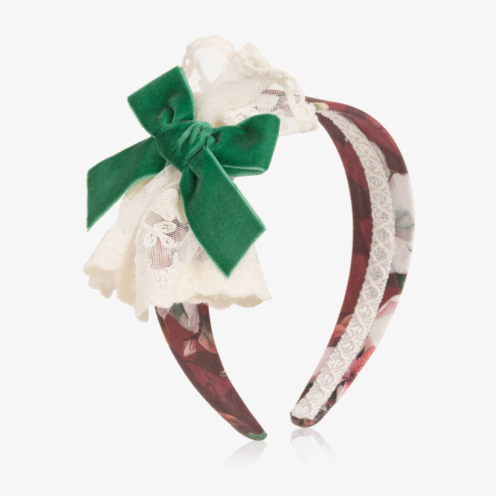 Rochy-Girls Burgundy Red Floral Hairband | Childrensalon