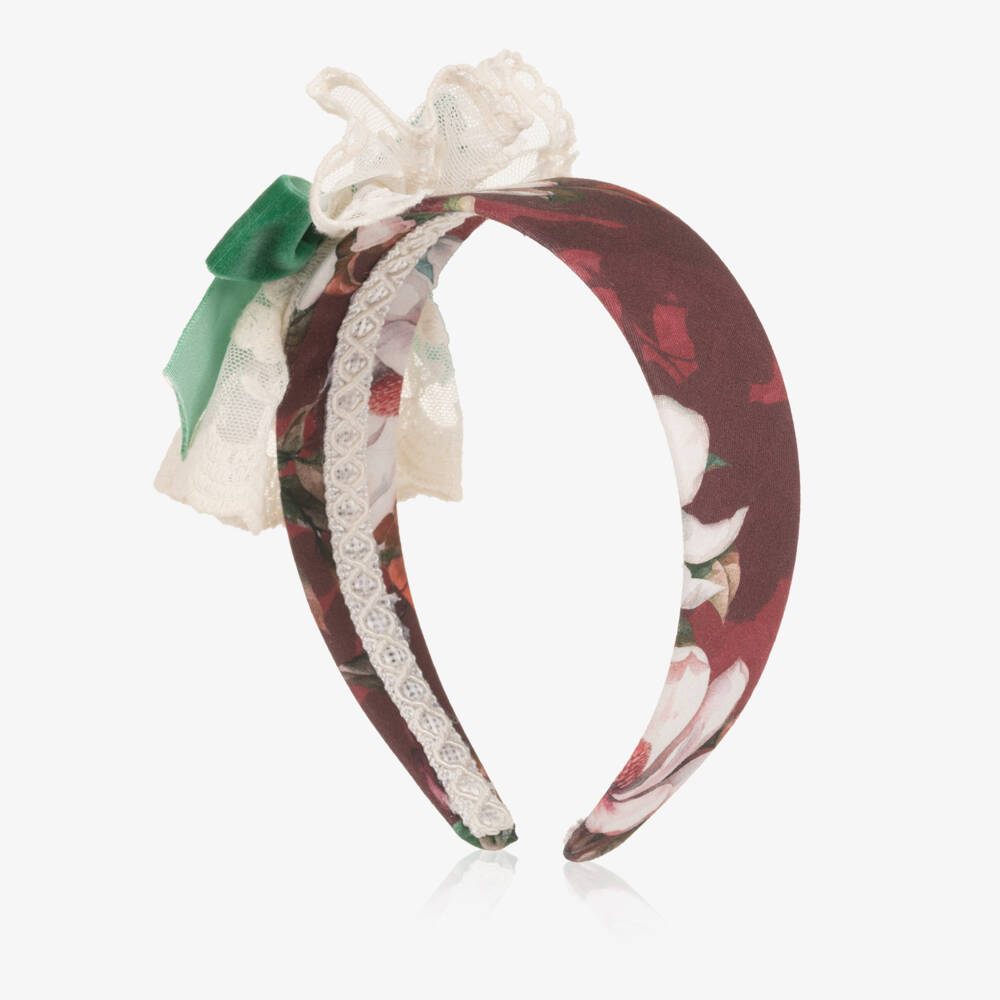 Rochy-Girls Burgundy Red Floral Hairband | Childrensalon