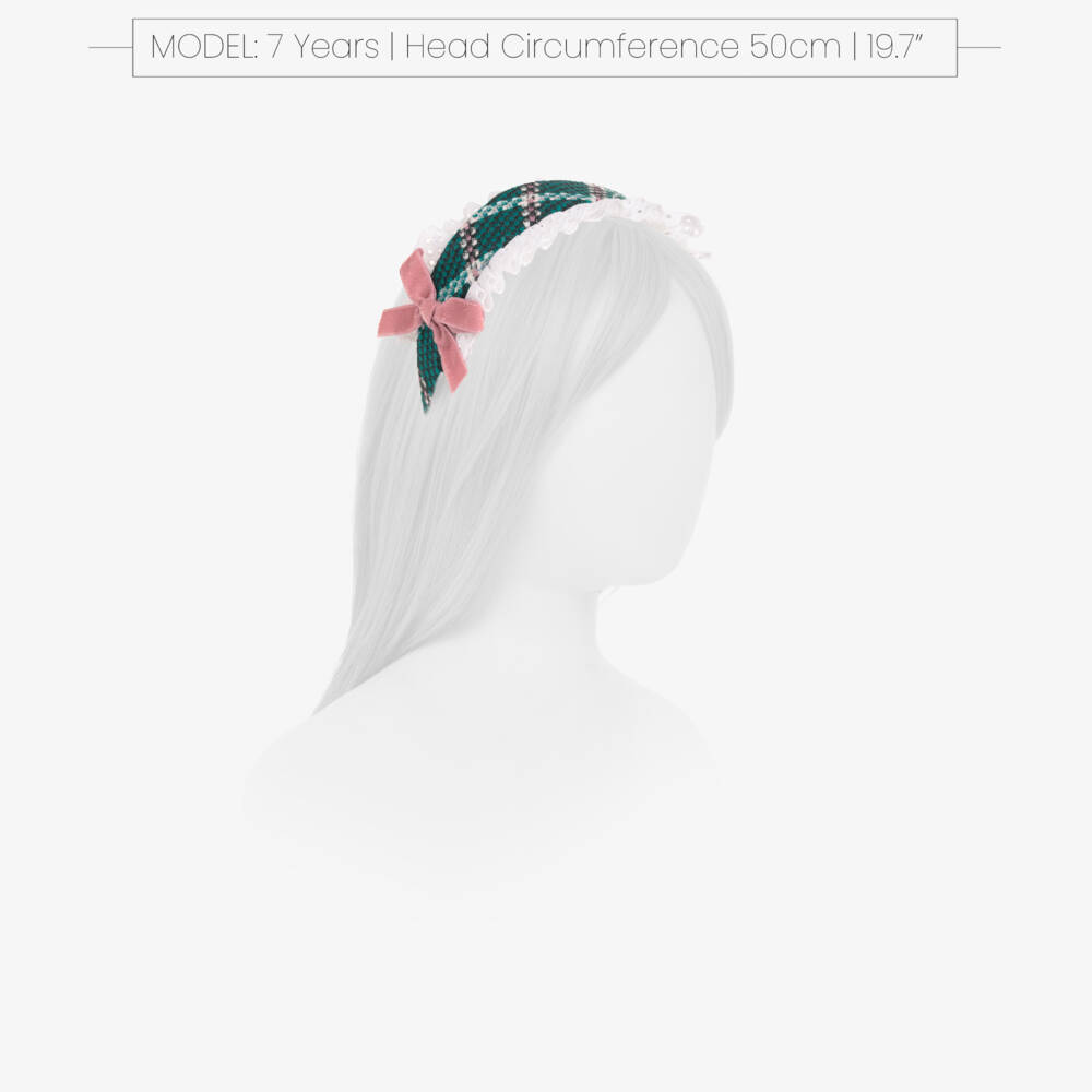 Rochy-Girls Green Tweed & Broderie Hairband | Childrensalon