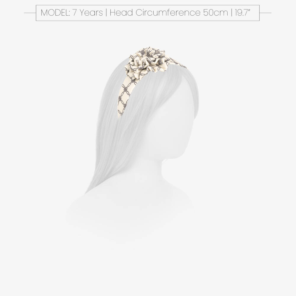 Rochy-Girls Ivory & Blue Geometric Print Hairband | Childrensalon
