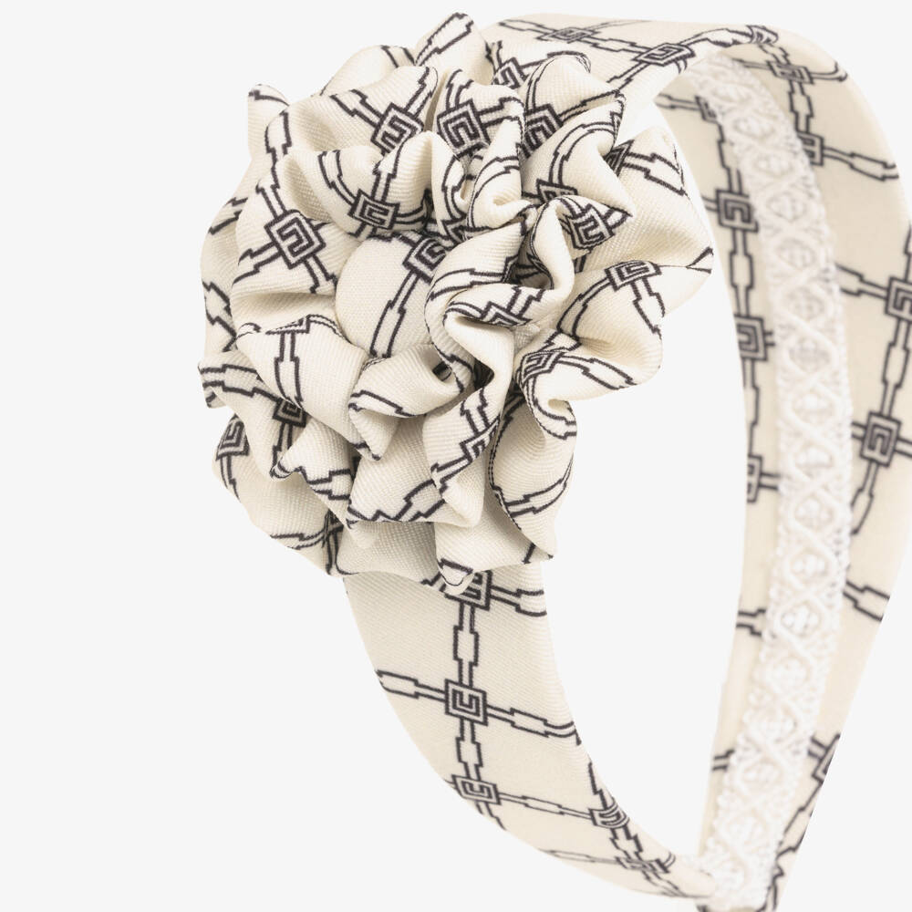 Rochy-Girls Ivory & Blue Geometric Print Hairband | Childrensalon