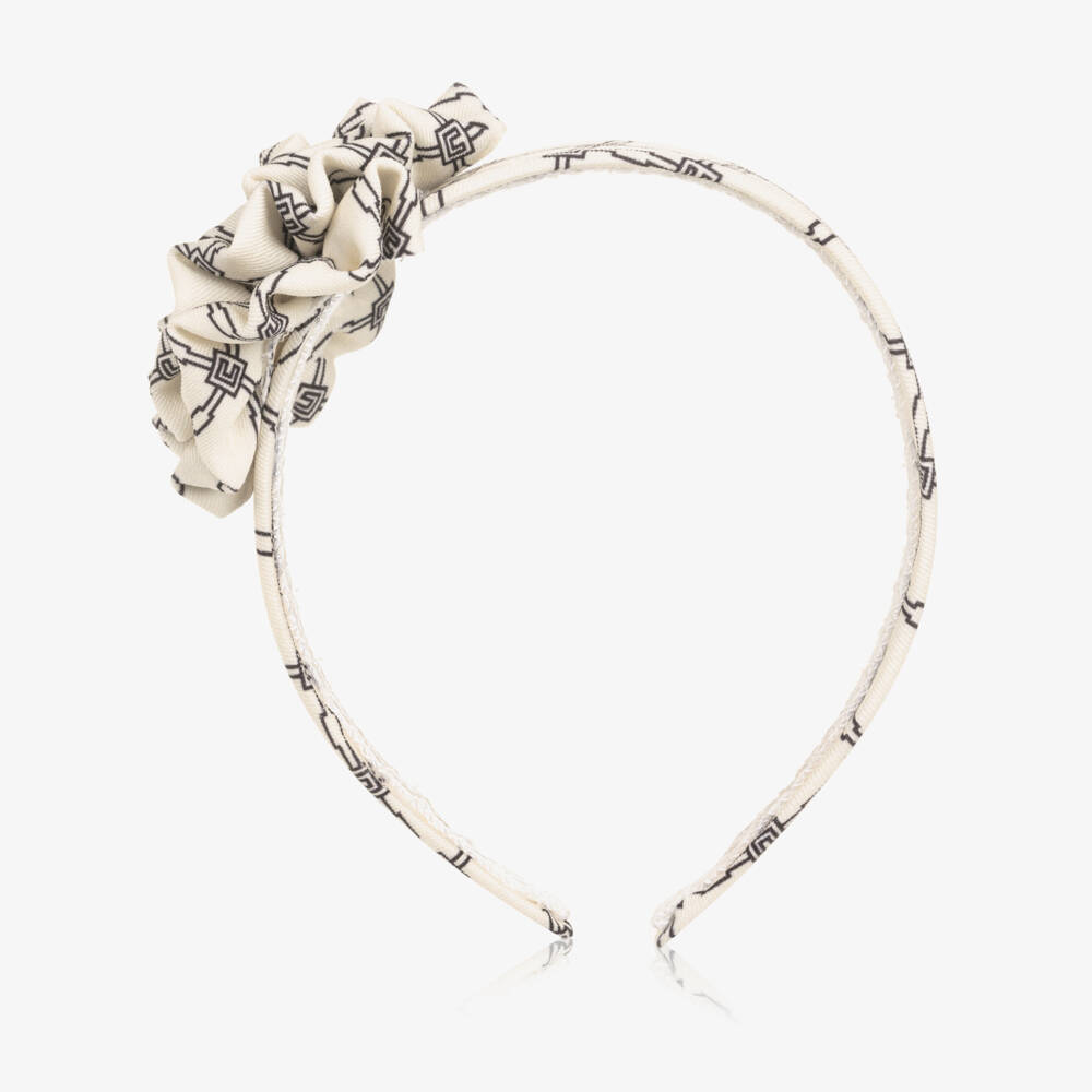 Rochy-Girls Ivory & Blue Geometric Print Hairband | Childrensalon