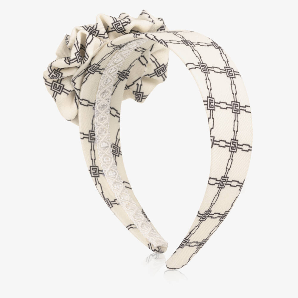 Rochy-Girls Ivory & Blue Geometric Print Hairband | Childrensalon