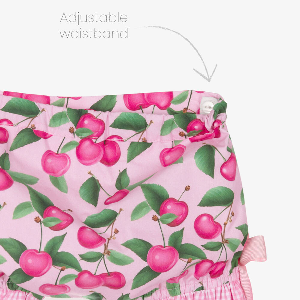 Rochy-Girls Ivory & Pink Cherries Shorts Set | Childrensalon