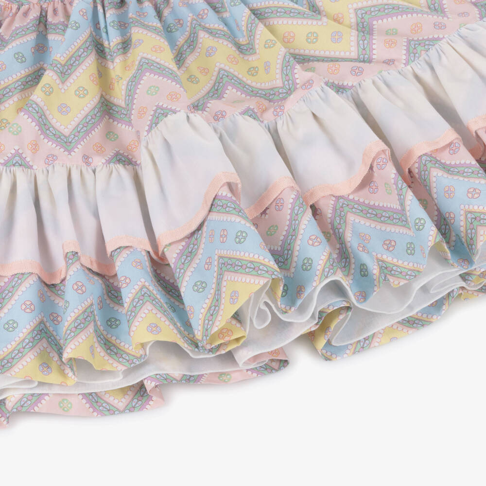 Rochy-Girls Pink & Blue V-Neck Zigzag Cotton Dress | Childrensalon