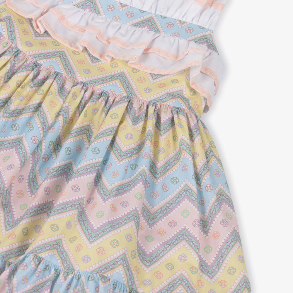 Rochy-Girls Pink & Blue Zigzag Sleeveless Cotton Dress | Childrensalon