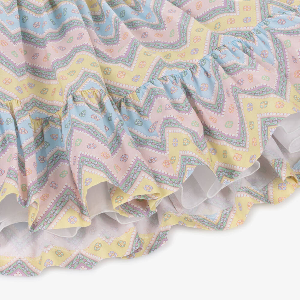 Rochy-Girls Pink & Blue Zigzag Sleeveless Cotton Dress | Childrensalon