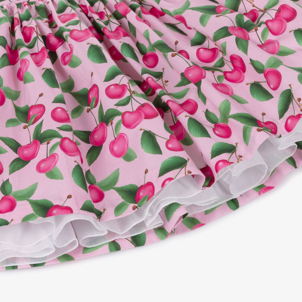 Rochy-Girls Pink Gingham & Cherries Cotton Dress | Childrensalon