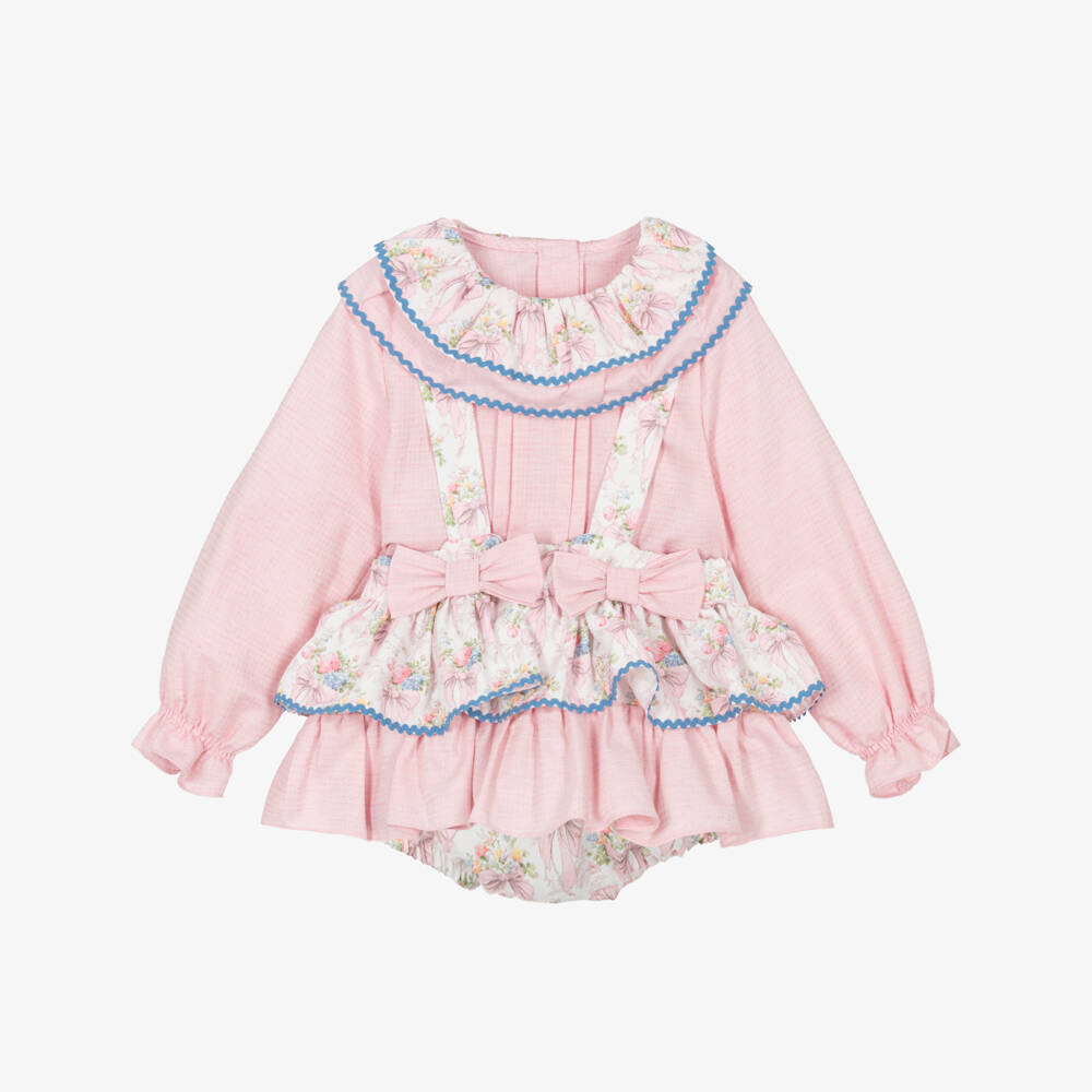 Rochy-Girls Pink Shorts Set with Bows & Ruffles | Childrensalon