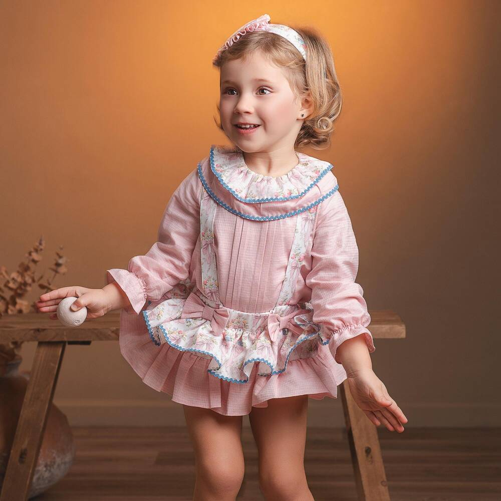 Rochy-Girls Pink Shorts Set with Bows & Ruffles | Childrensalon