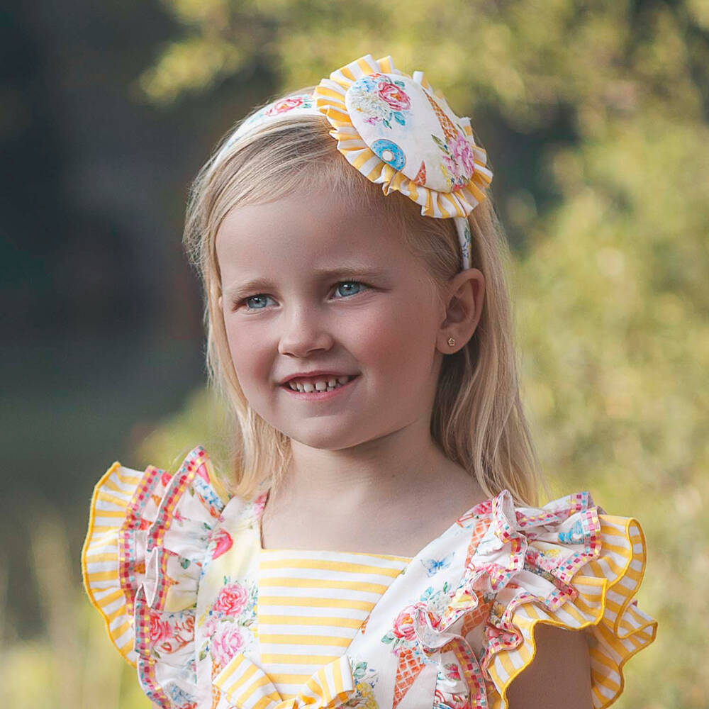 Rochy-Girls Yellow & Pink Floral Ice Cream Hairband | Childrensalon