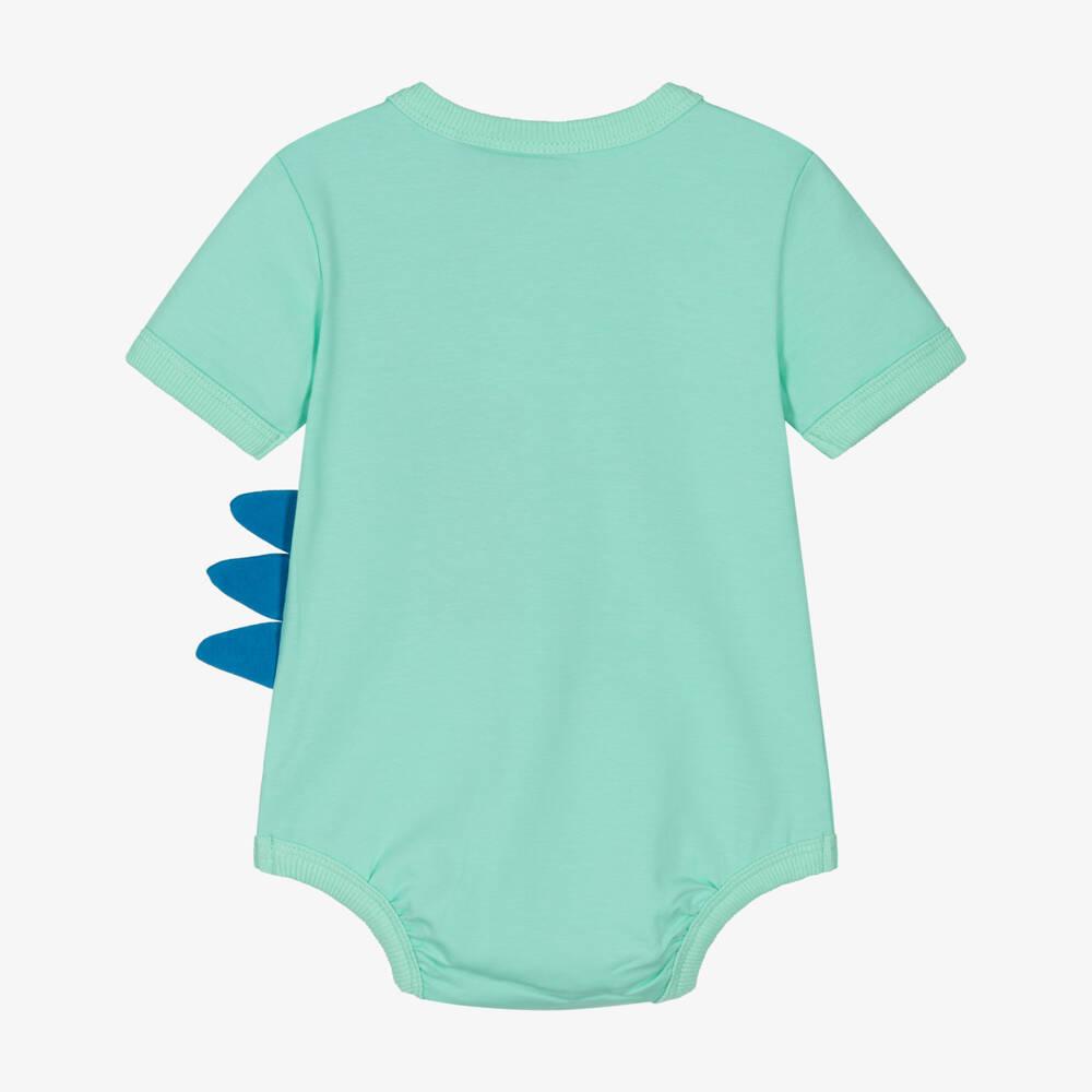 Rock Your Baby-Baby Boys Aqua Green Cotton Dino Bodysuit | Childrensalon
