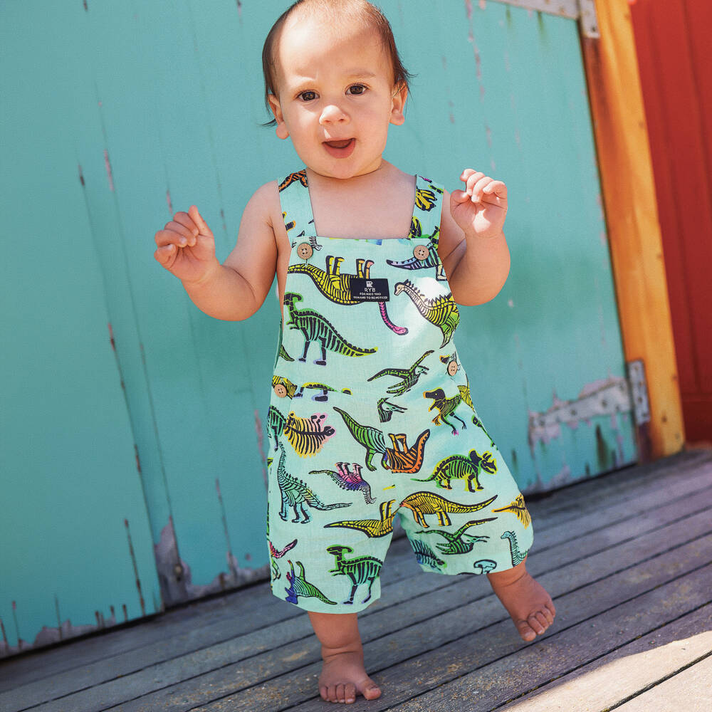 Rock Your Baby-Полукомбинезон аква-зеленого цвета с динозаврами для малышей | Childrensalon