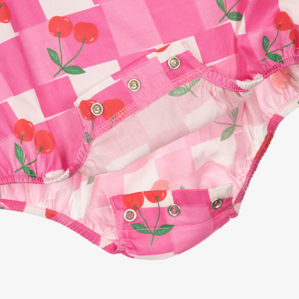 Rock Your Baby-Песочник розовый в клетку с вишневым принтом для малышек | Childrensalon