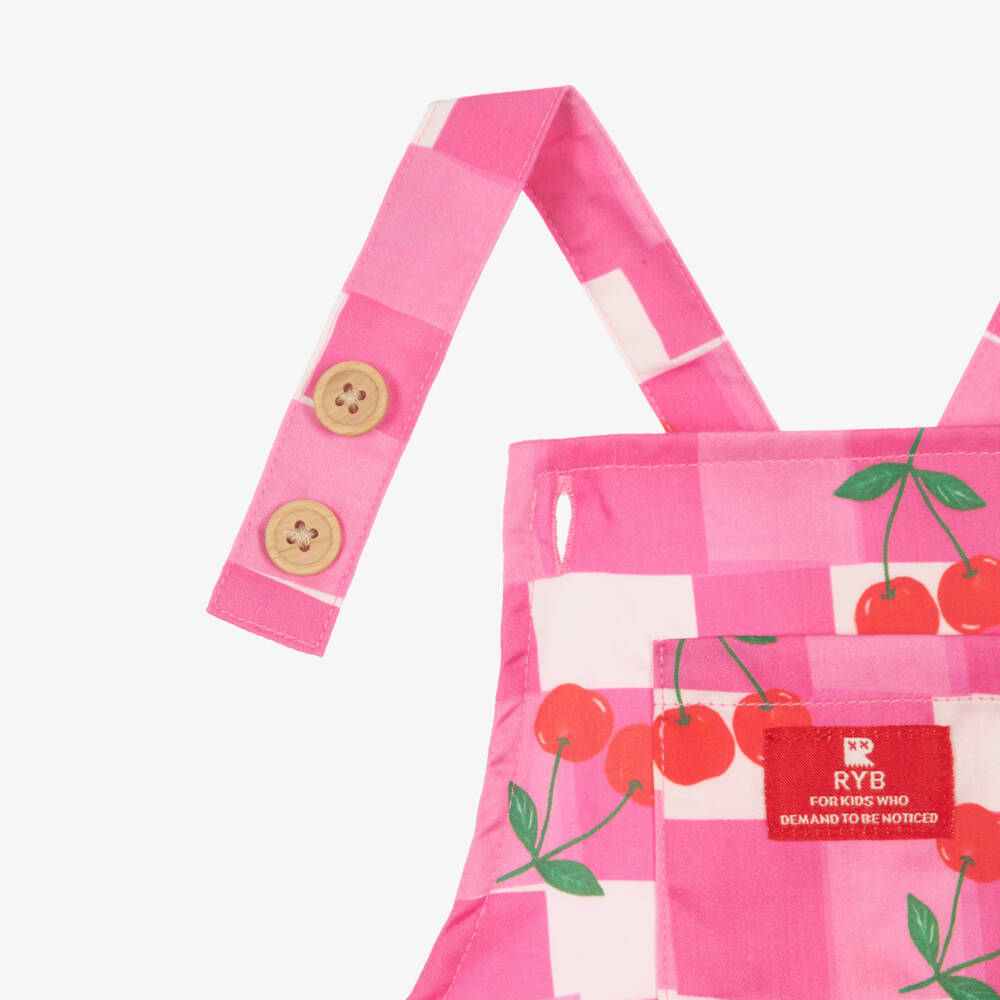 Rock Your Baby-Песочник розовый в клетку с вишневым принтом для малышек | Childrensalon