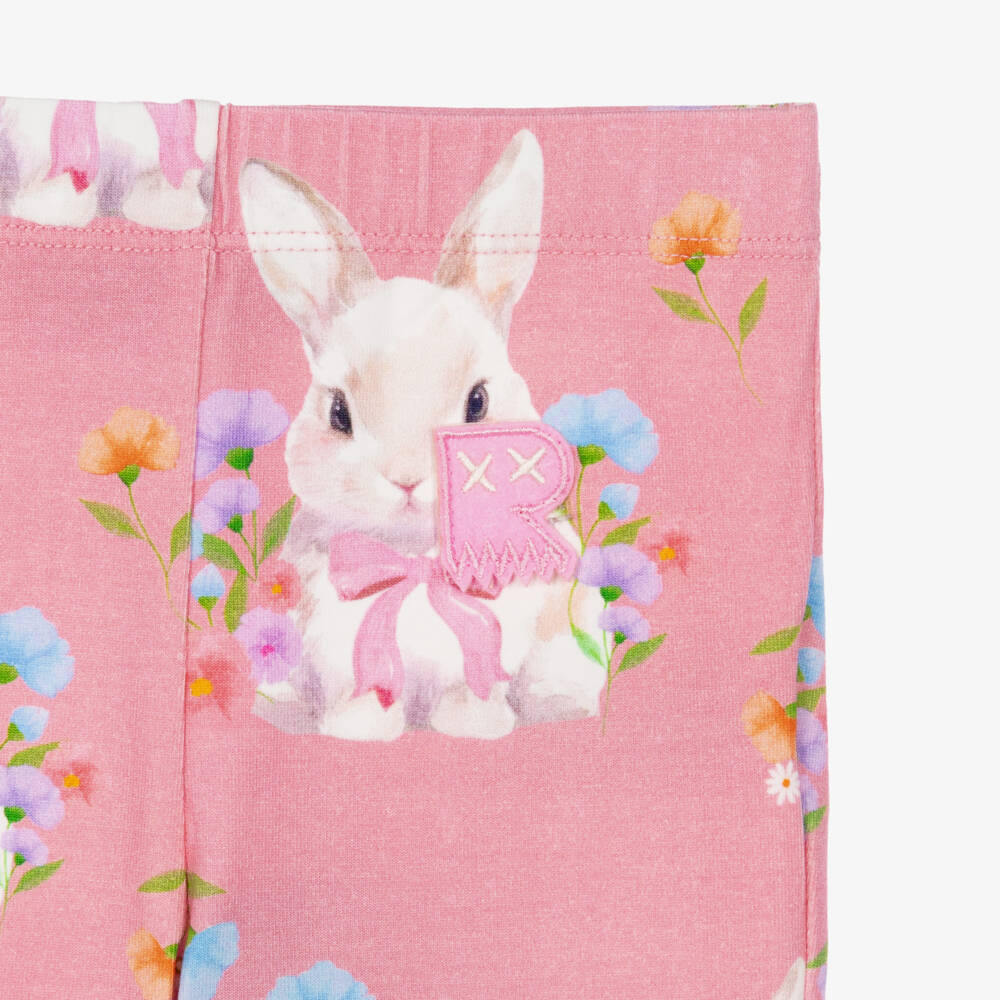 Rock Your Baby-Baby Girls Pink Cotton Bunny Print Leggings | Childrensalon