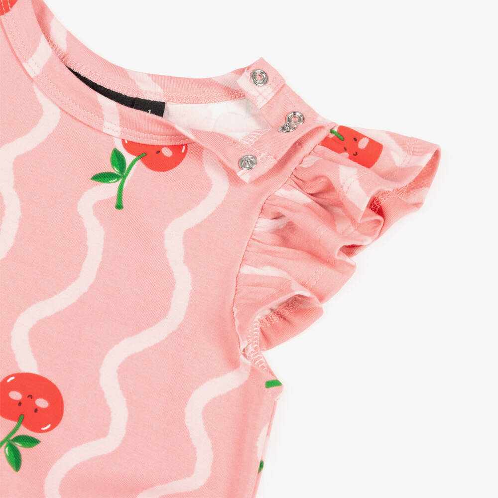 Rock Your Baby-Baby Girls Pink Cotton Cherry Print Bodysuit | Childrensalon