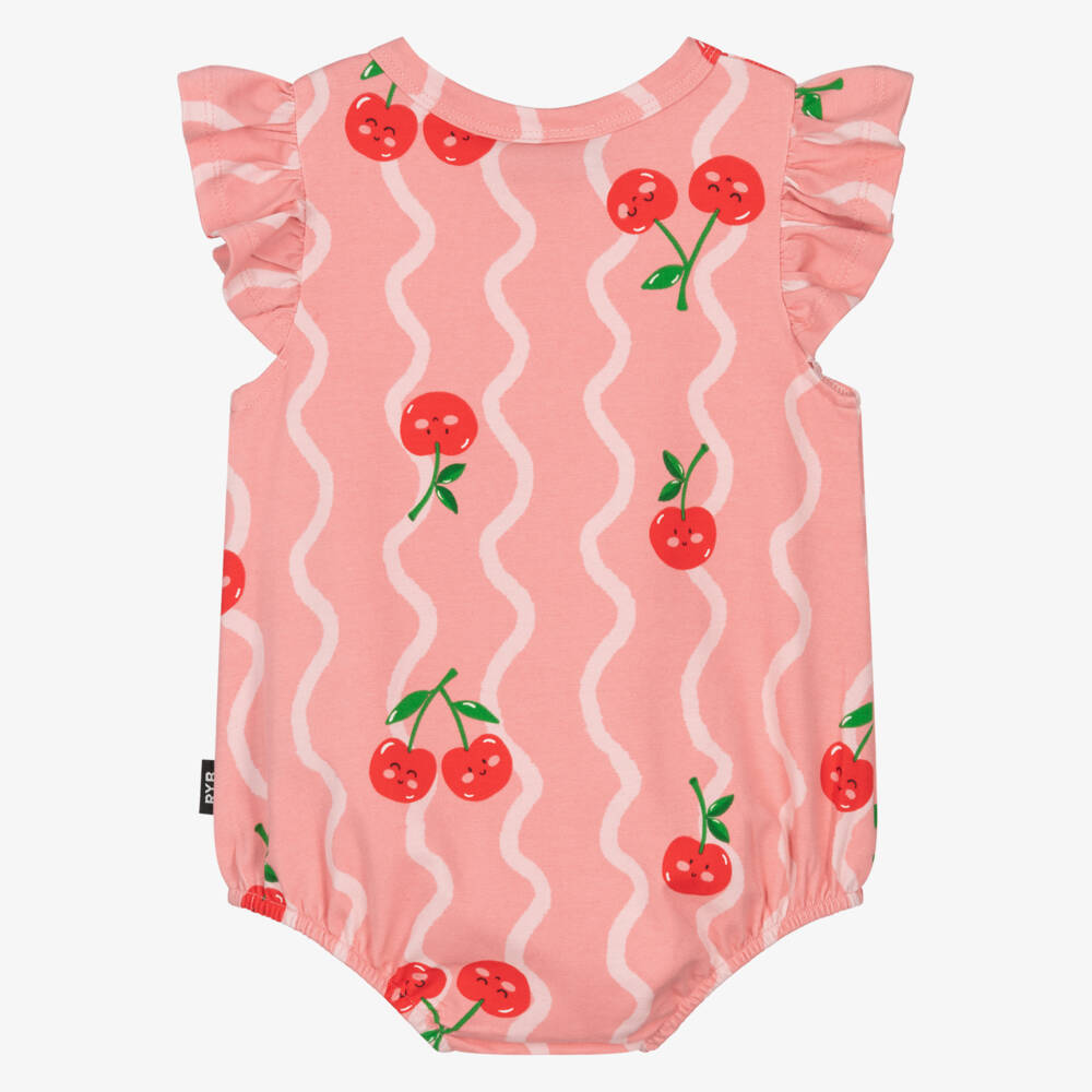 Rock Your Baby-Baby Girls Pink Cotton Cherry Print Bodysuit | Childrensalon