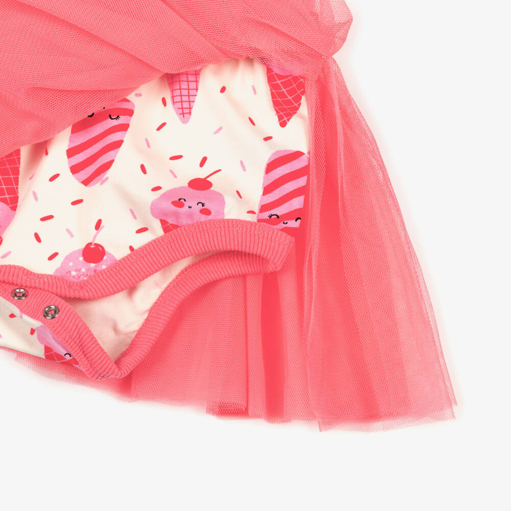 Rock Your Baby-Baby Girls Pink Cotton Jersey & Tulle Ice Cream Print Dress | Childrensalon
