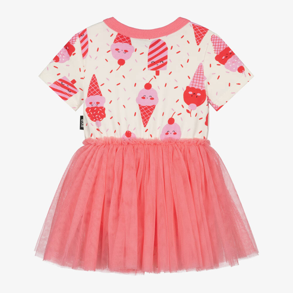 Rock Your Baby-Baby Girls Pink Cotton Jersey & Tulle Ice Cream Print Dress | Childrensalon