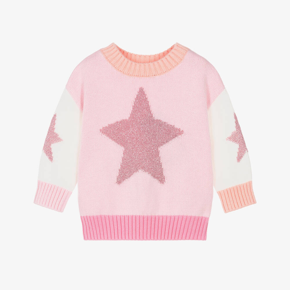 Rock Your Baby-Baby Girls Pink Knit Sweater with Metallic Stars | Childrensalon