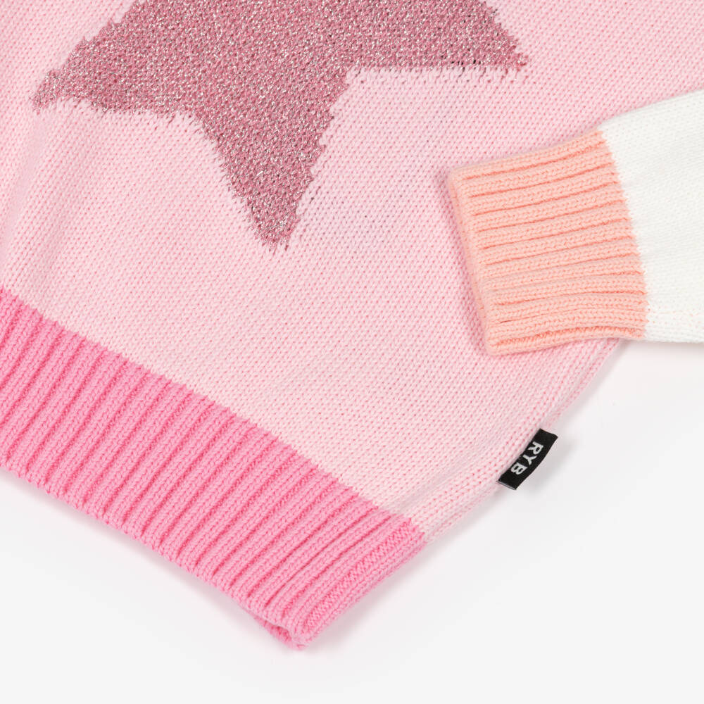 Rock Your Baby-Baby Girls Pink Knit Sweater with Metallic Stars | Childrensalon