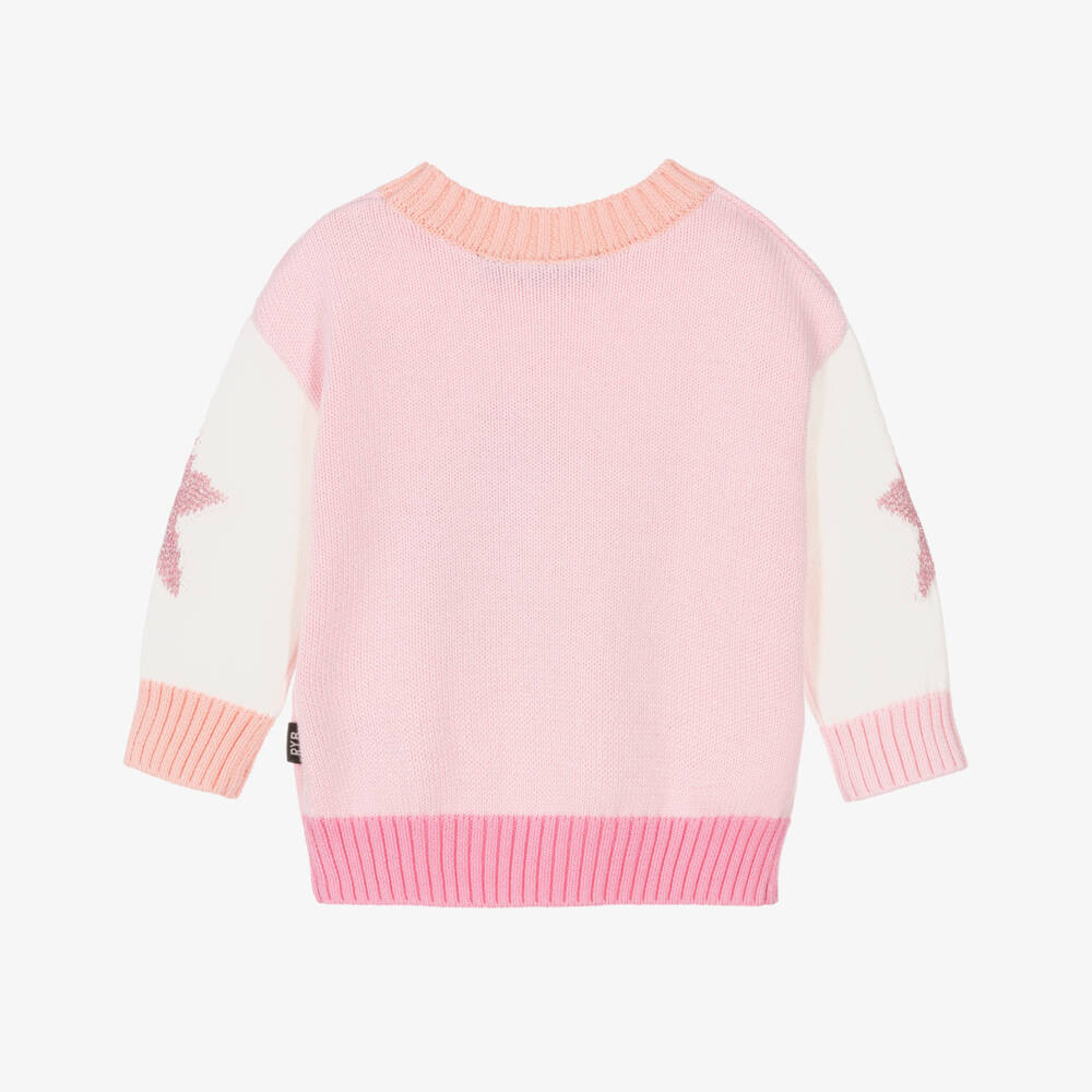 Rock Your Baby-Baby Girls Pink Knit Sweater with Metallic Stars | Childrensalon