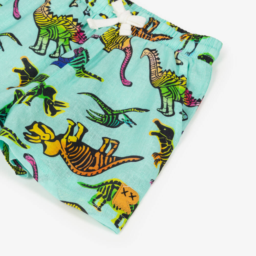 Rock Your Baby-Boys Aqua Green Dino Print Shorts | Childrensalon