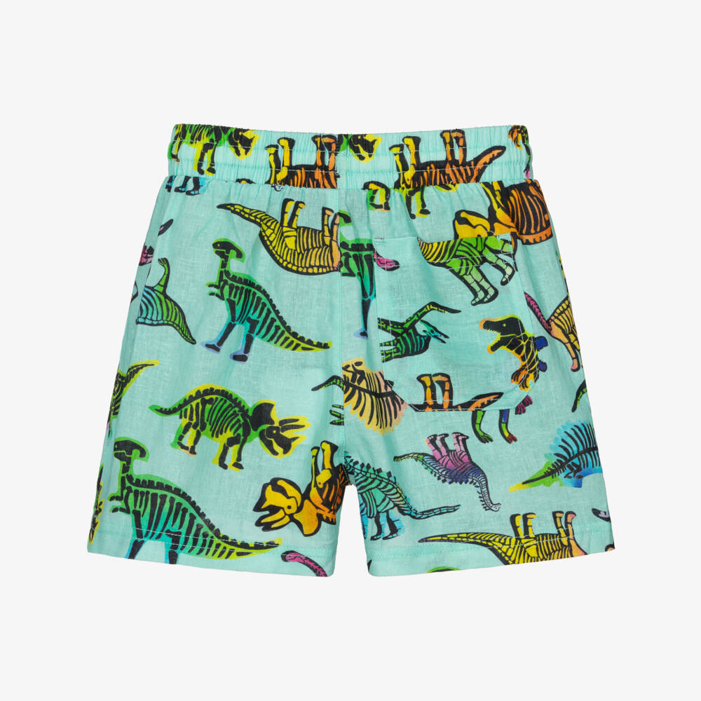 Rock Your Baby-Boys Aqua Green Dino Print Shorts | Childrensalon