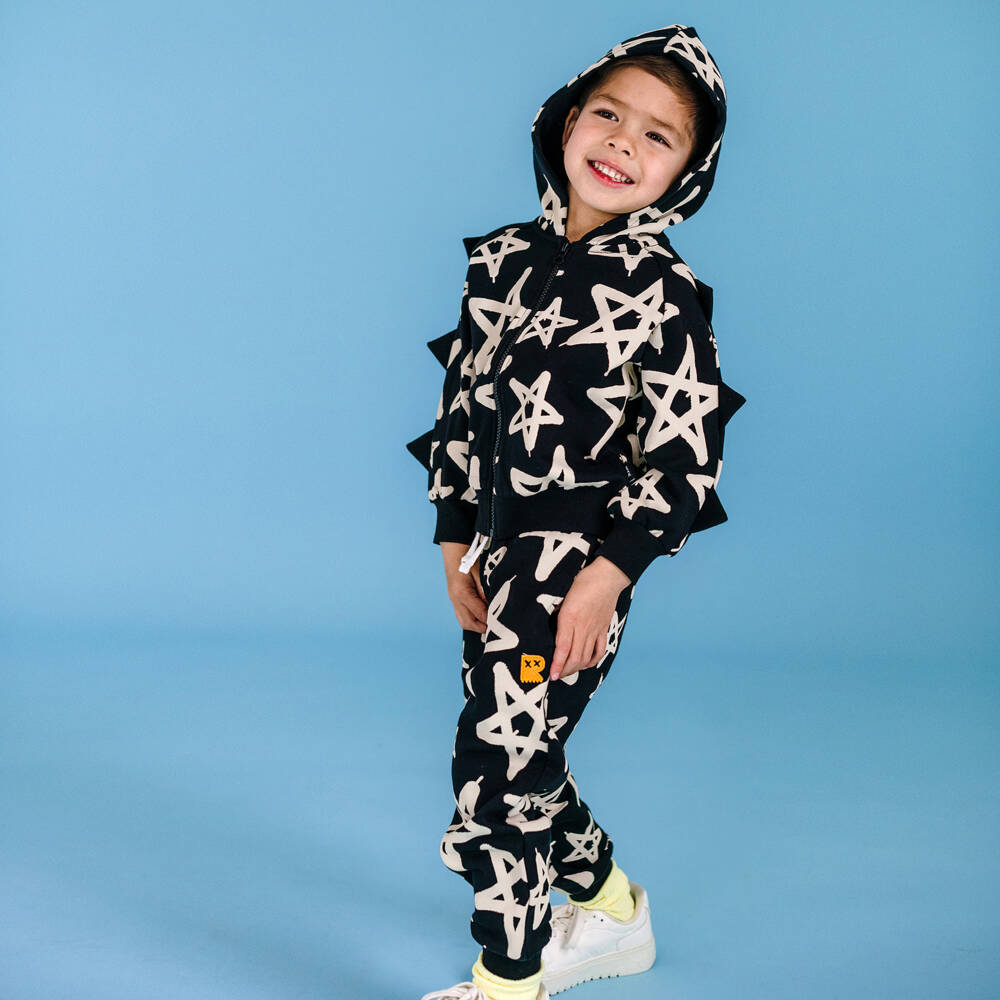 Rock Your Baby-بنطلون رياضي قطن لون أسود  بطبعة نجوم للأولاد | Childrensalon