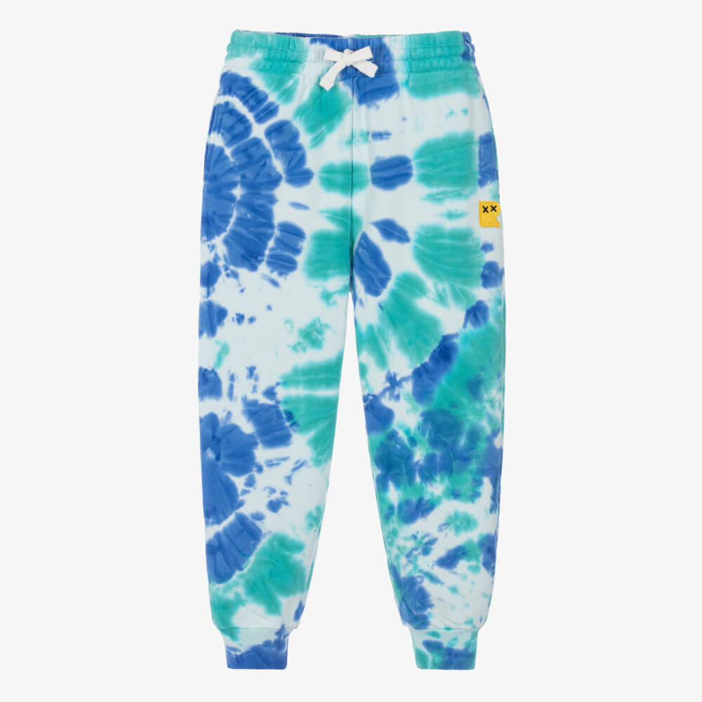 Rock Your Baby-Boys Blue Cotton Cuffed Joggers with Tie-Dye Print | Childrensalon