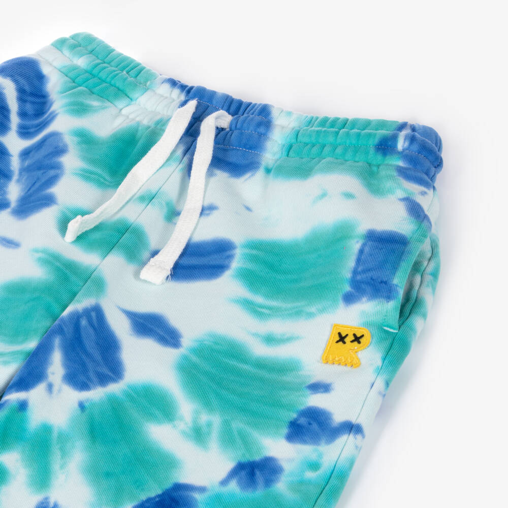 Rock Your Baby-Boys Blue Cotton Cuffed Joggers with Tie-Dye Print | Childrensalon