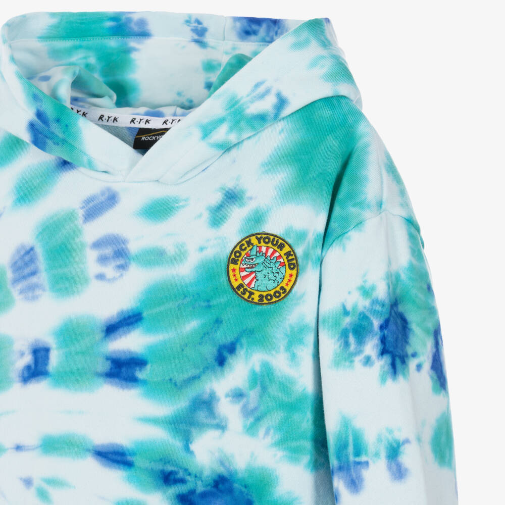 Rock Your Baby-Boys Blue Cotton Tie-Dye Hoodie | Childrensalon
