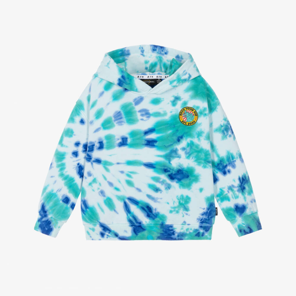 Rock Your Baby-Boys Blue Cotton Tie-Dye Hoodie | Childrensalon