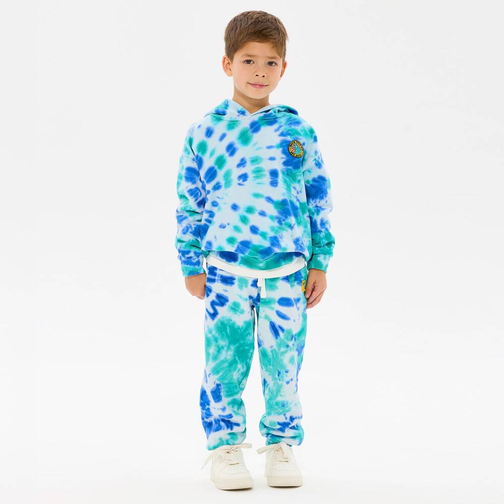 Rock Your Baby-Boys Blue Cotton Tie-Dye Hoodie | Childrensalon