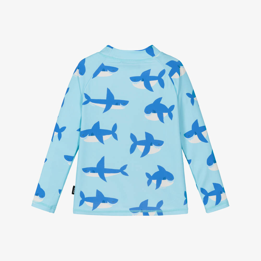 Rock Your Baby-Boys Blue Shark Print Sun Protective Swim Top (UPF50+) | Childrensalon