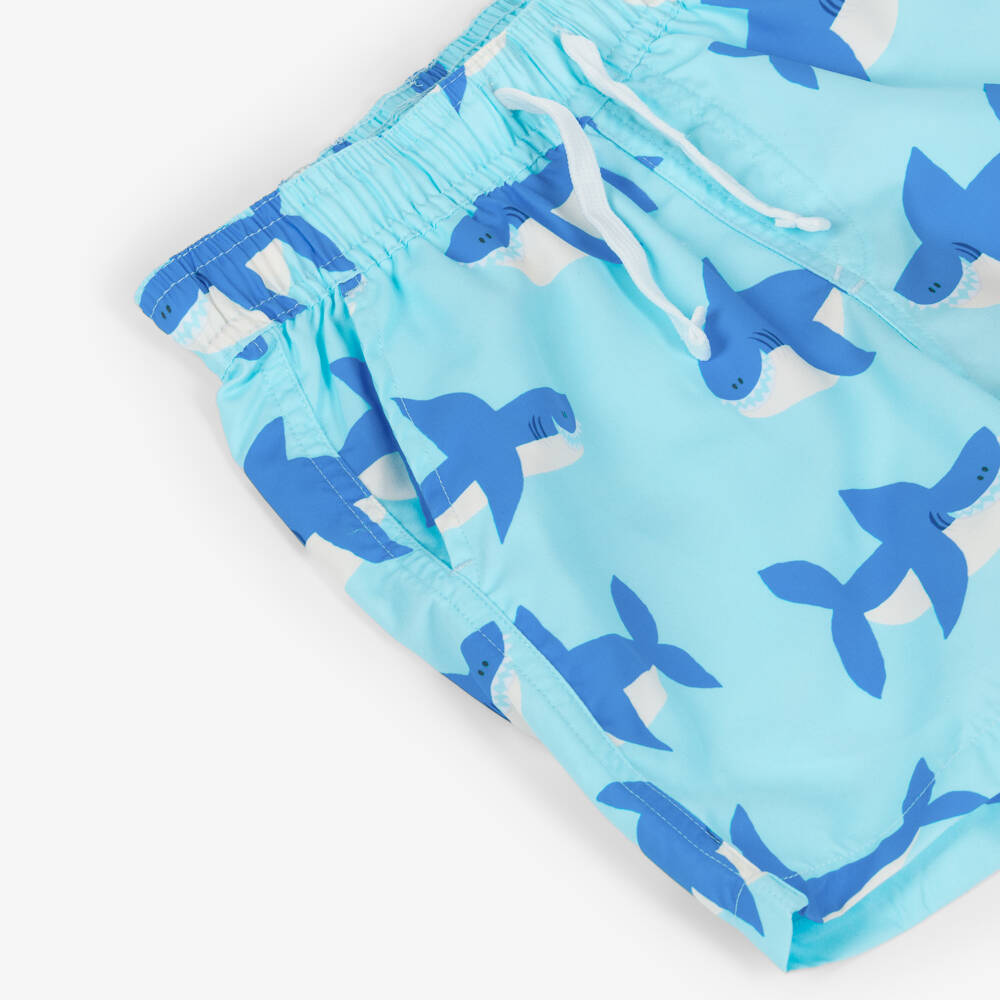 Rock Your Baby-Boys Blue Shark Print Swim Shorts | Childrensalon