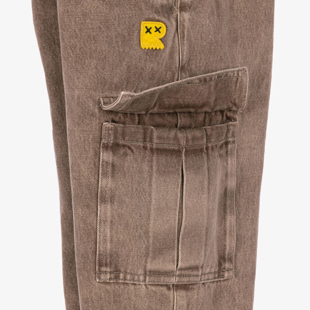 Rock Your Baby-Boys Brown Denim Cargo Trousers | Childrensalon