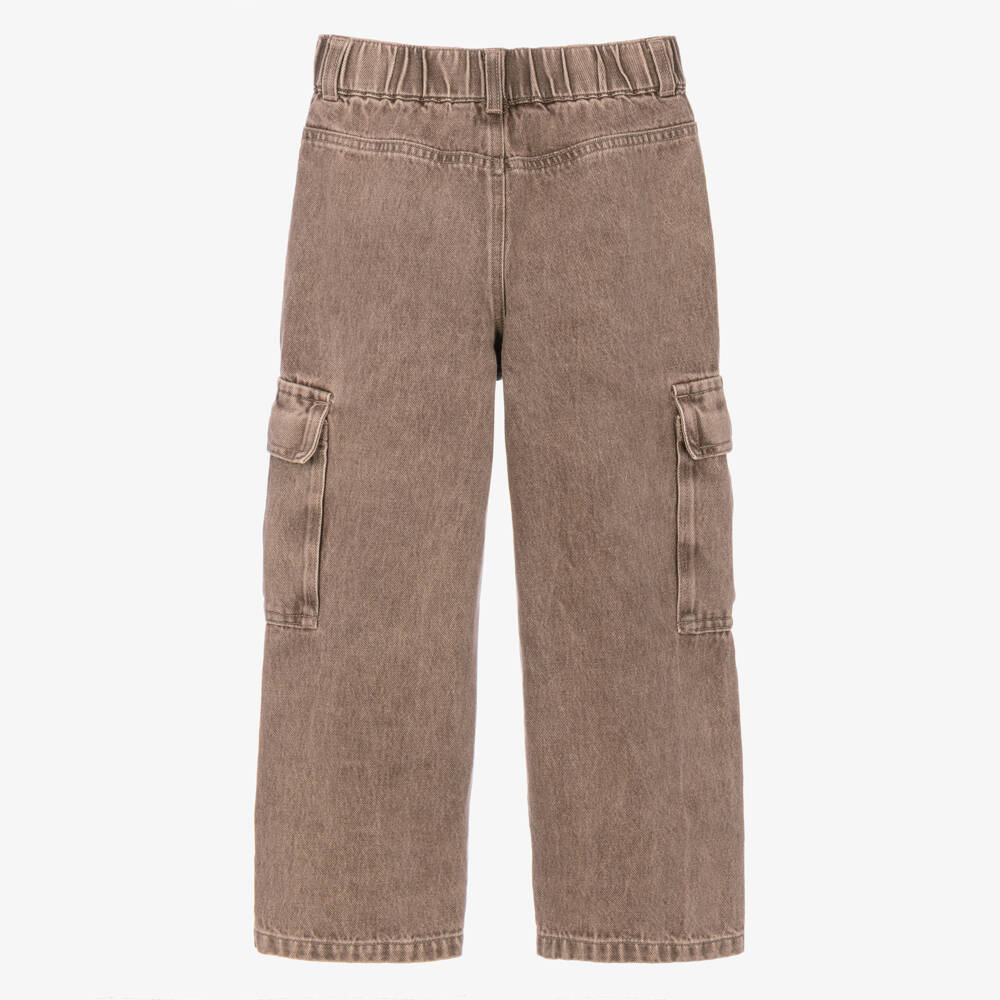 Rock Your Baby-Boys Brown Denim Cargo Trousers | Childrensalon