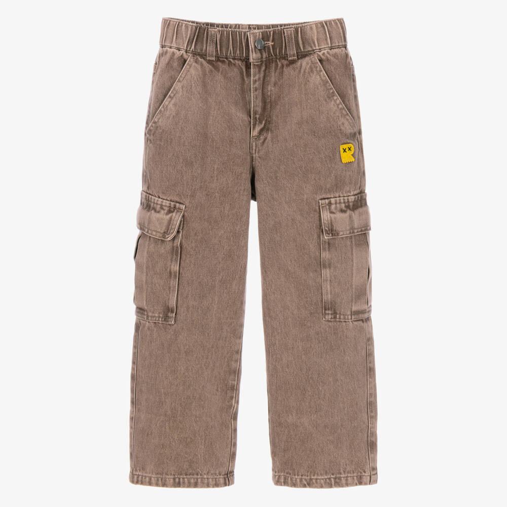 Rock Your Baby-Boys Brown Denim Cargo Trousers | Childrensalon