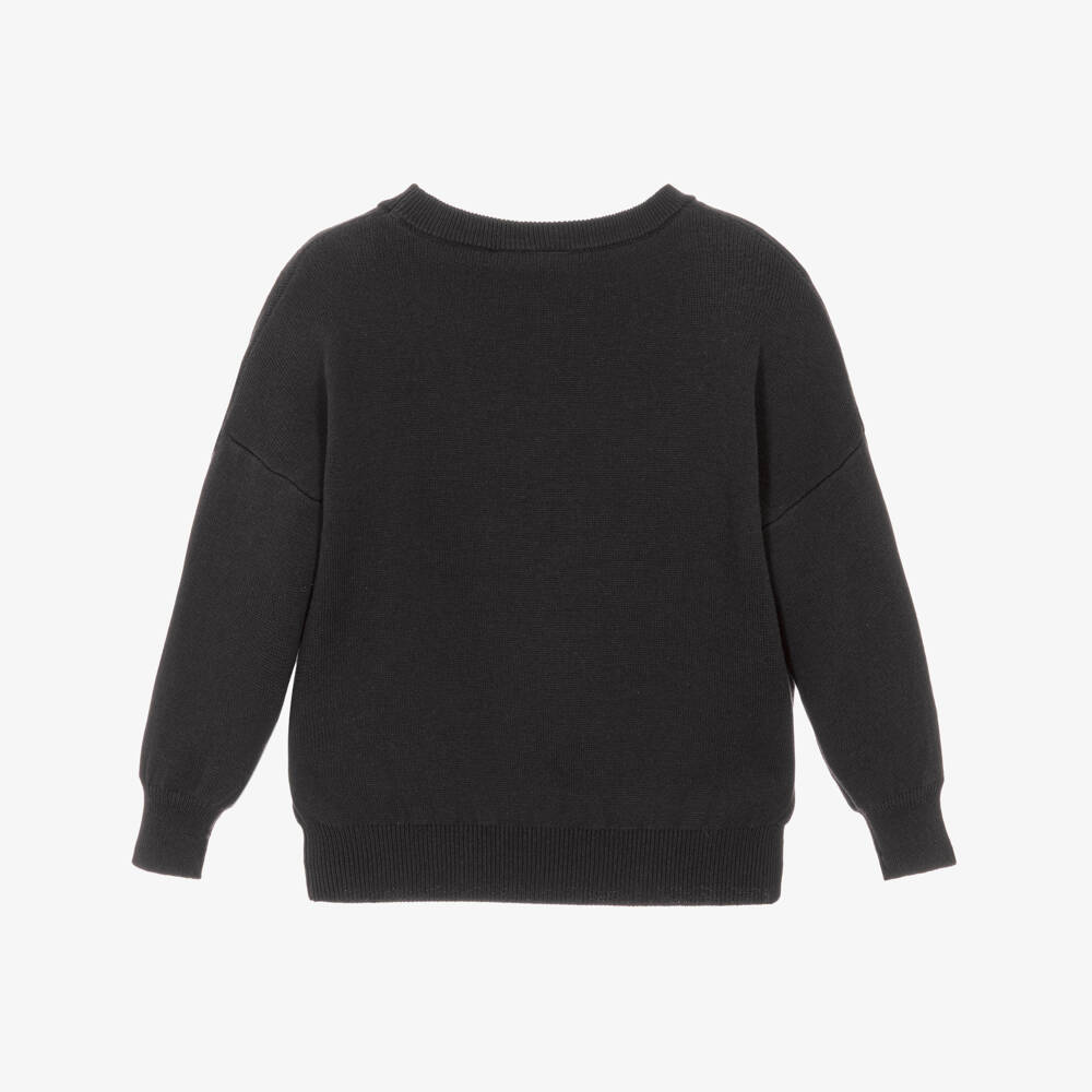 Rock Your Baby-Boys Dark Grey Cotton Knit Reindeer Sweater | Childrensalon