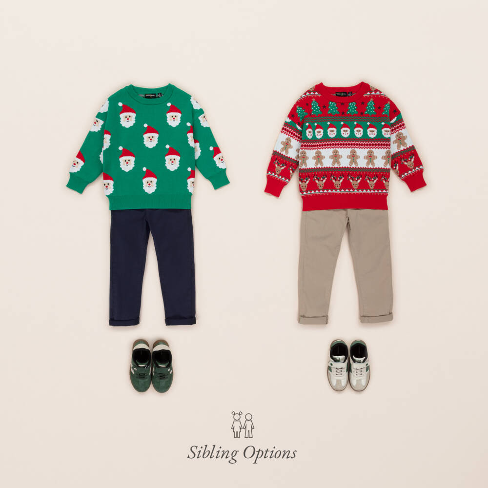 Rock Your Baby-Boys Green Cotton Knit Santa Sweater | Childrensalon