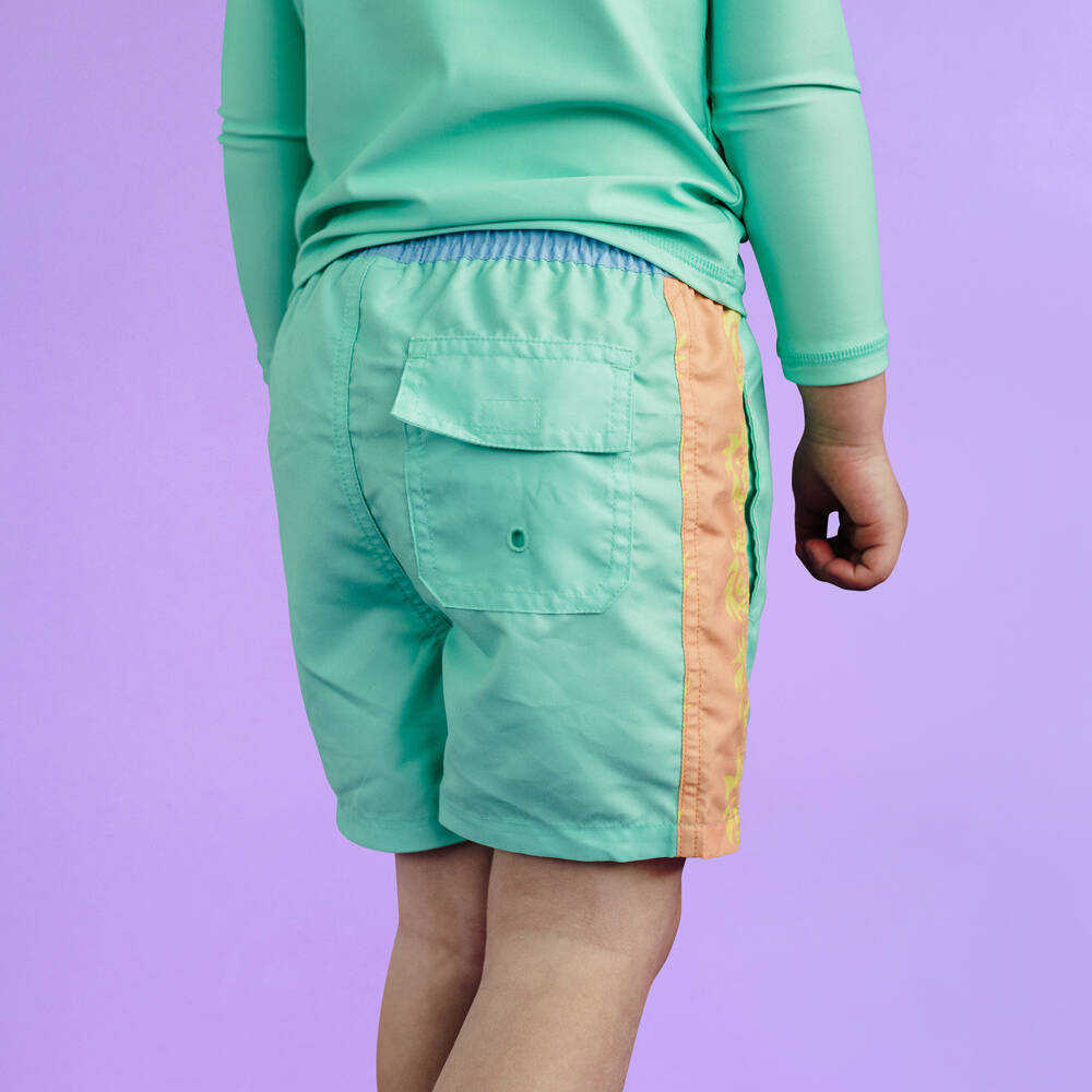 Rock Your Baby-Boys Green Sun Print Swim Shorts | Childrensalon