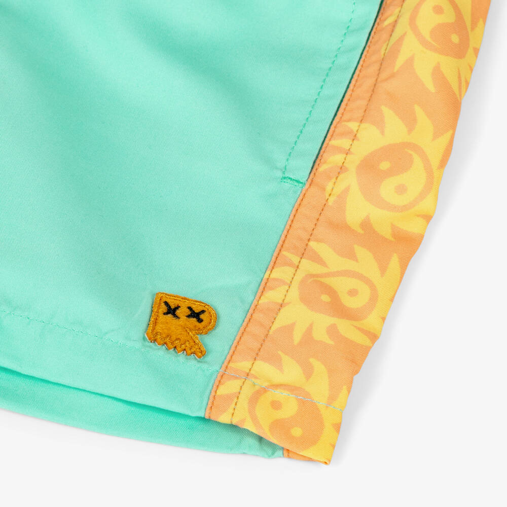 Rock Your Baby-Boys Green Sun Print Swim Shorts  | Childrensalon