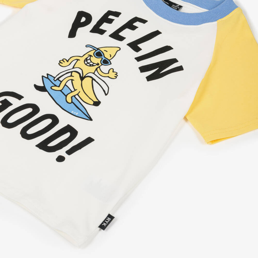 Rock Your Baby-Футболка кремовая с цветоблоками и бананом для мальчиков | Childrensalon