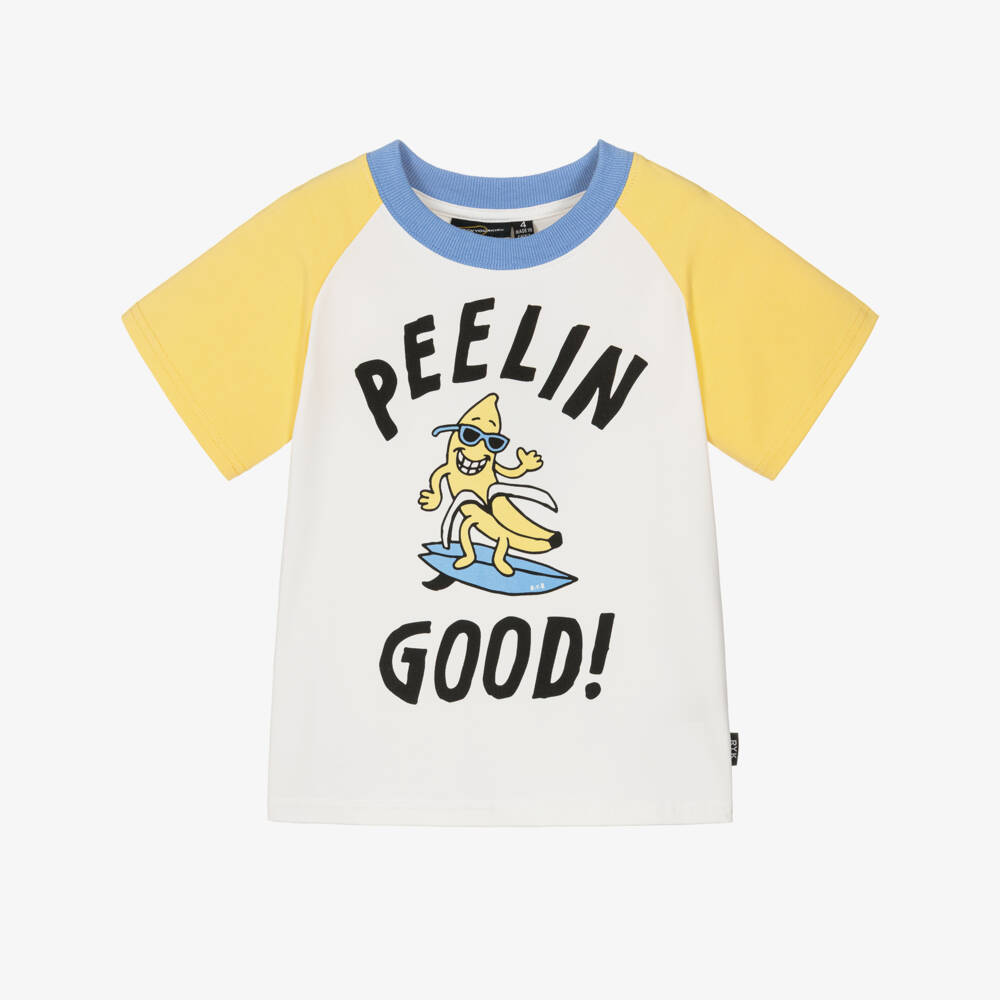 Rock Your Baby-Boys Ivory Colourblock Banana T-Shirt | Childrensalon