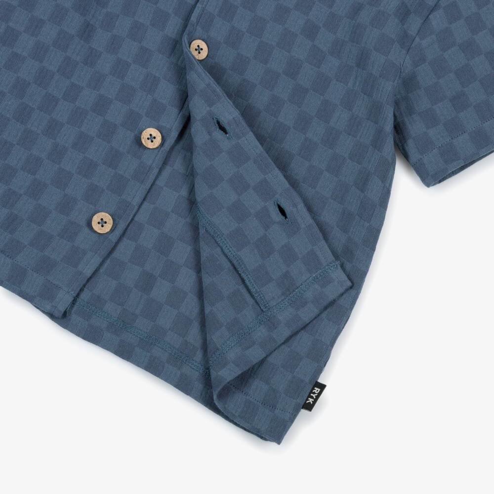 Rock Your Baby-Boys Navy Blue Checkerboard Pattern Shirt | Childrensalon