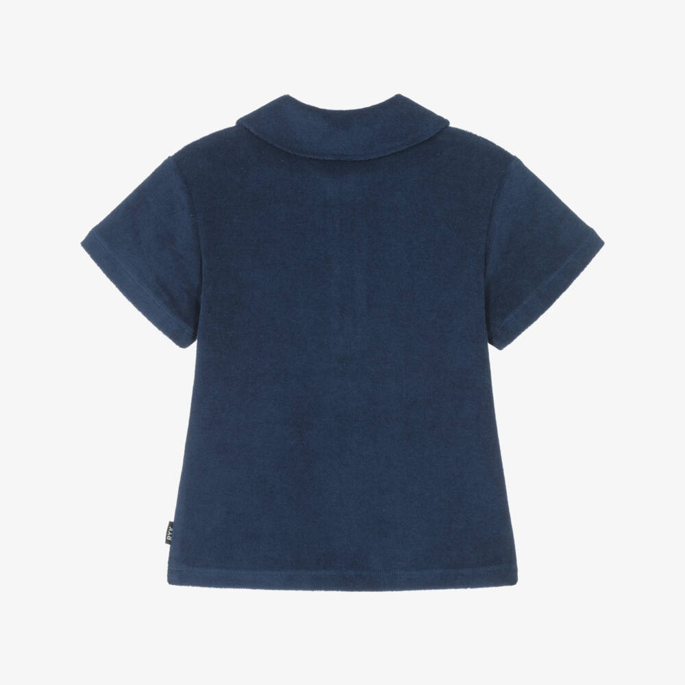 Rock Your Baby-Boys Navy Blue Terry Towelling Polo Shirt with Zip | Childrensalon