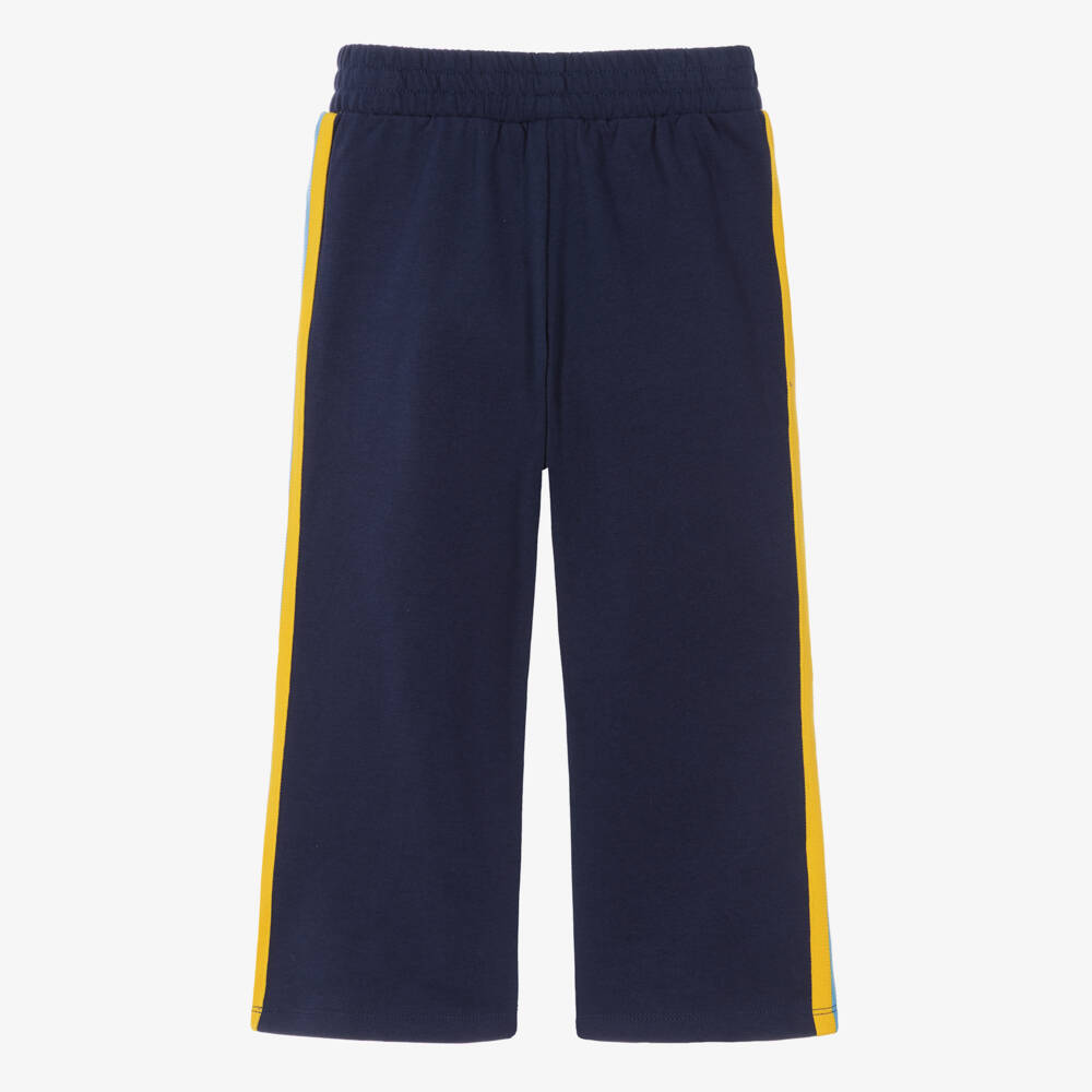 Rock Your Baby-Boys Navy Blue Wide Leg Joggers with Rainbow Stripes | Childrensalon