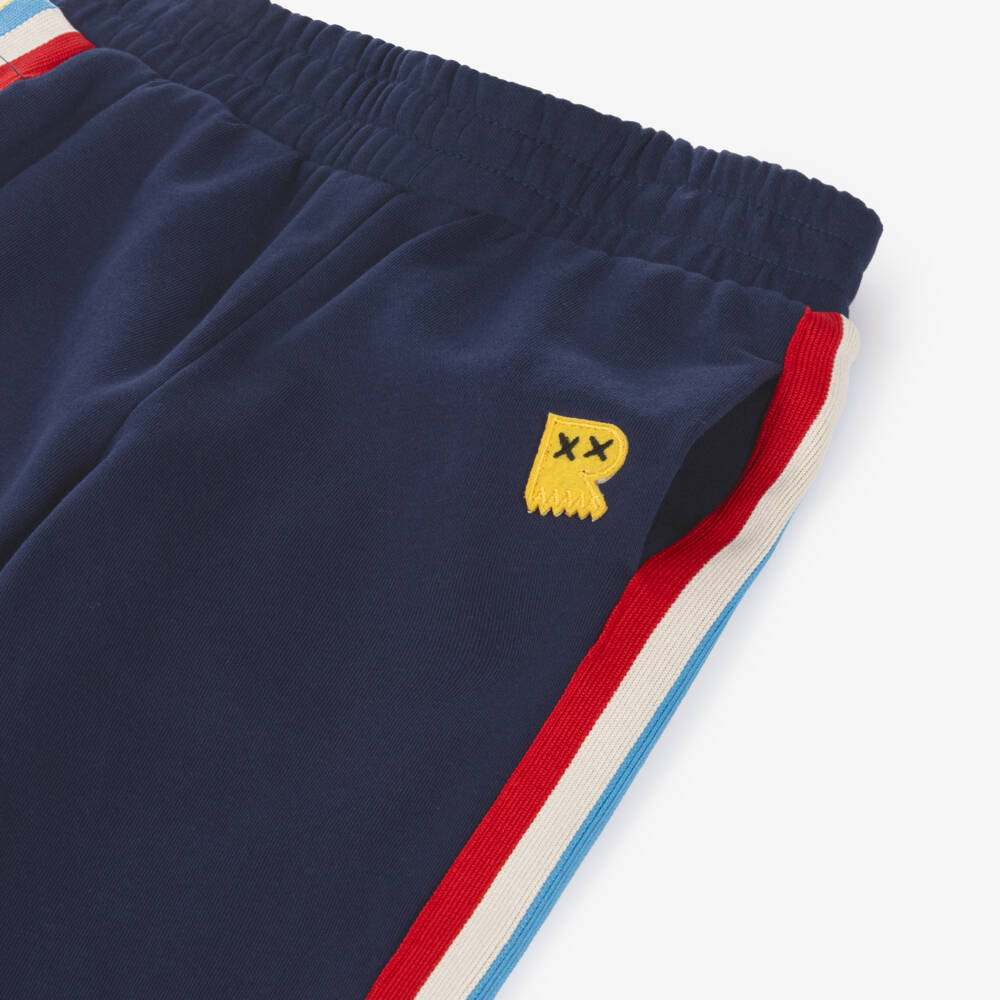 Rock Your Baby-Boys Navy Blue Wide Leg Joggers with Rainbow Stripes | Childrensalon